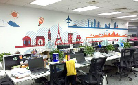 丹巴教你设计办公室墙绘的方法。